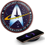 BUNDLE - Star Trek: TOS - Mr. Spock 6” Talking Bluetooth Figure Speaker with Star Trek Starfleet Illuminated Logo Wireless Charger with Built-in Backup Battery Pack