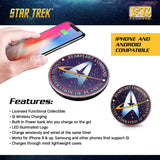 BUNDLE - Star Trek: TOS - Mr. Spock 6” Talking Bluetooth Figure Speaker with Star Trek Starfleet Illuminated Logo Wireless Charger with Built-in Backup Battery Pack