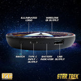 BUNDLE - Star Trek: TOS - Mr. Spock 6” Talking Bluetooth Figure Speaker with Star Trek Starfleet Illuminated Logo Wireless Charger with Built-in Backup Battery Pack