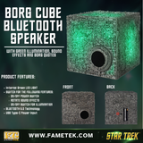 BUNDLE Star Trek The Next Generation Chirping Communicator Badge, TNG ComBadge Non Bluetooth Version with Borg Cube Bluetooth Speaker with Green Illumination