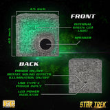 BUNDLE Star Trek The Next Generation Chirping Communicator Badge, TNG ComBadge Non Bluetooth Version with Borg Cube Bluetooth Speaker with Green Illumination