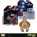 BUNDLE Star Trek The Next Generation Chirping Communicator Badge, TNG ComBadge Non Bluetooth Version with Borg Cube Bluetooth Speaker with Green Illumination