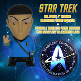 BUNDLE - Star Trek: TOS - Mr. Spock 6” Talking Bluetooth Figure Speaker with Star Trek Starfleet Illuminated Logo Wireless Charger with Built-in Backup Battery Pack