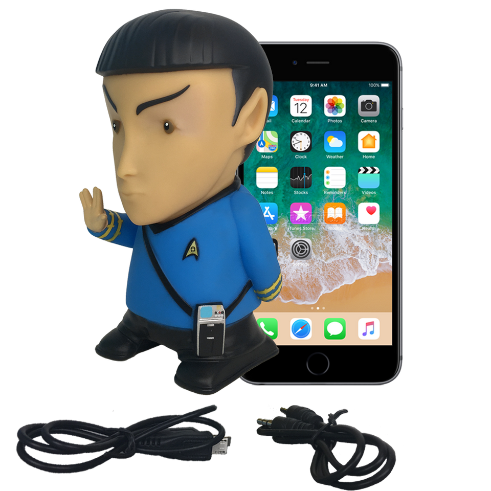 Fametek Star Trek Wireless Charger with Built-In Backup Battery for Wired USB and Wireless charging. Portable Phone Charger with Stained-Glass